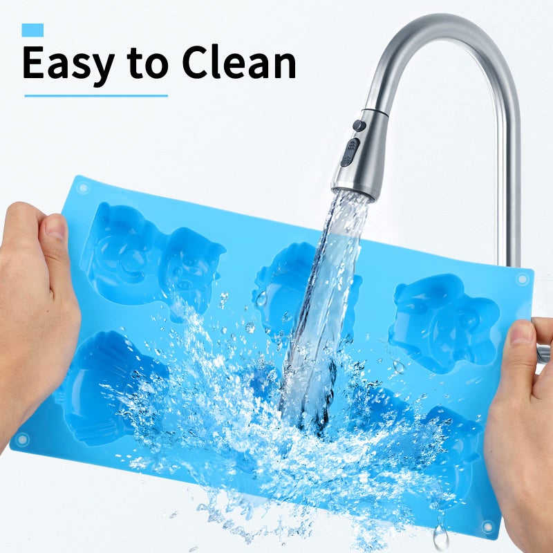 Beasea Animal Soap Molds, 2 Pack Large 3D Silicone Mat Chocolate Cake Candy Cookie Baking Making Clay Ice DIY Hard Resin Gummy Cube Tray Set Decoration Handmade Craft Bear Shape - Image 3